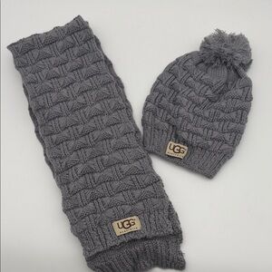 UGG Charcoal Knit Hat and Scarf Set